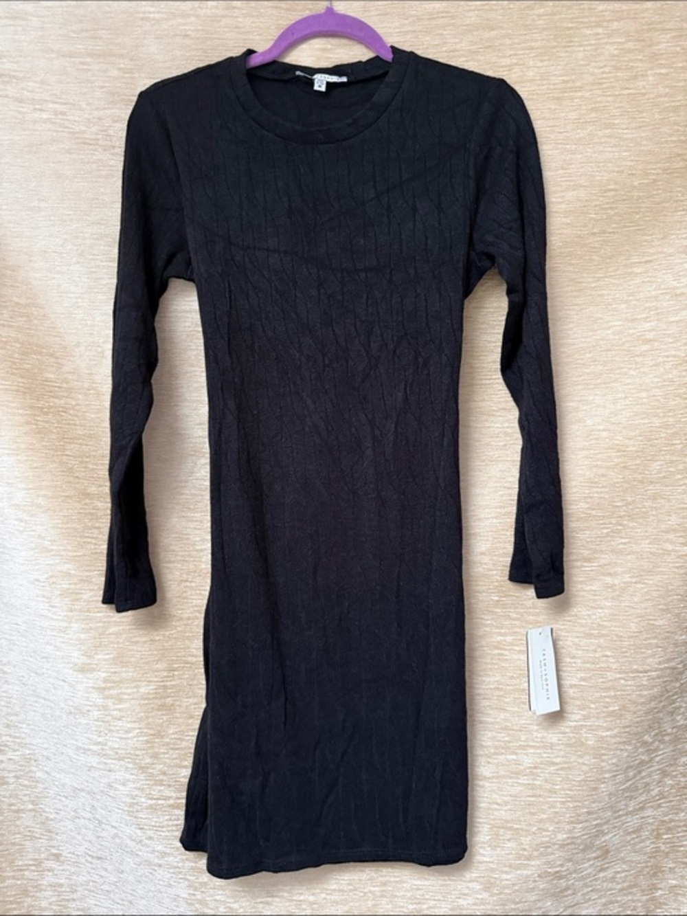 Zara Black Long Sleeve Ribbed Knit Bodycon Dress